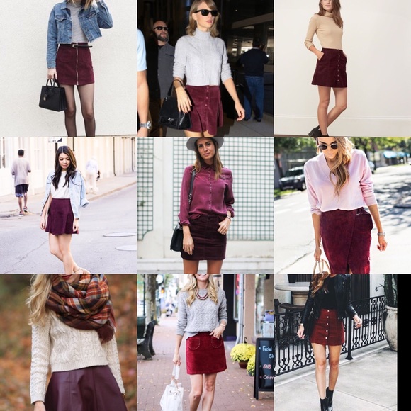 2/$12! F21 Maroon Suede Like Skirt Zipper Front - Picture 13 of 14